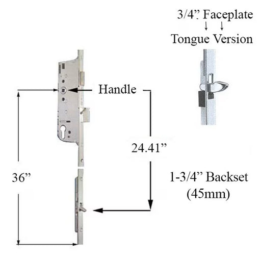 Hoppe Multipoint 20mm Hoppe 45/92 Gear Tongue @ 24.41"-Countryside Locks