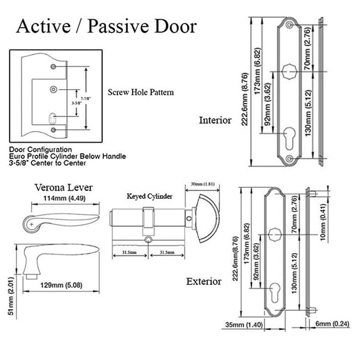 Hoppe Active Verona Handle Set M151/374N Satin Nickel-Countryside Locks