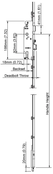Hoppe Multipoint 1.77" Backset Manual Gear with Shootbolt. 1/2" Deadbolt.-Countryside Locks