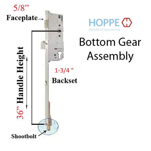 Hoppe Multipoint 1-3/4" Backset Manual Gear with Shootbolt. 1/2" Deadbolt 5/8 Faceplate-Countryside Locks