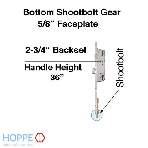 Hoppe Multipoint 16mm Manual Gear, 70/92 Shootbolt, 1" D/B 2-3/4" Backset-Countryside Locks