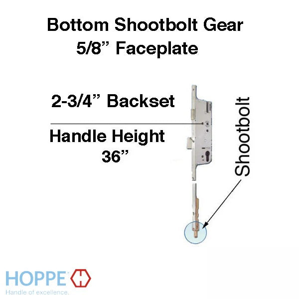 Hoppe Multipoint 16mm Manual Gear, 70/92 Shootbolt, 1" D/B 2-3/4" Backset-Countryside Locks