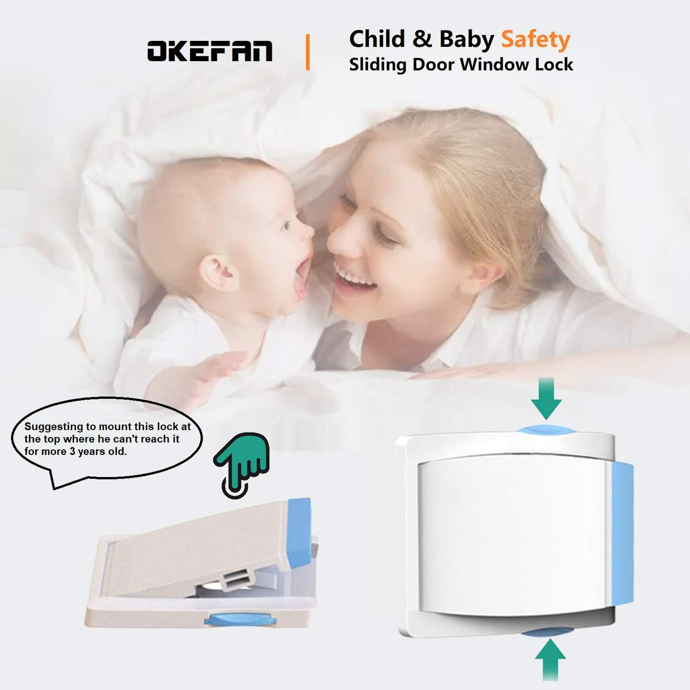 Keyless Child Window Lock Sliding Glass Door Child Lock Baby Safety Slide Window Locks for Kids ...