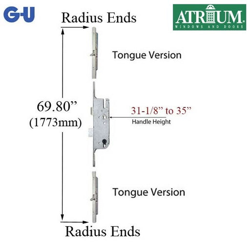 Atrium / GU 16MM Manual Tripact Version Multipoint Lock Replacement Kit For Old Style Lock-Countryside Locks
