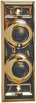 Lee Electric #BC203 Brass Wired Classic Two Gang Family Unlighted Push Button With Black Button For Bell-Countryside Locks