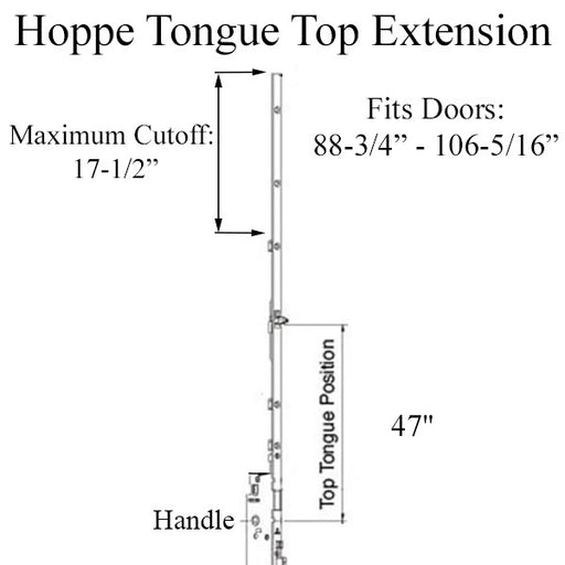 Hoppe Multipoint 16MM Manual Top Extension, Tongue @ 46.97", 68.70" Length-Countryside Locks