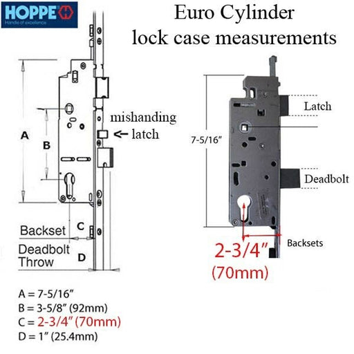 Hoppe Multipoint Lock Hoppe 16mm Manual 70/92 Gear, Tongue at 24.41", 1" Deadbolt, 36" HH-Countryside Locks
