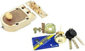 Mul-T-Lock Economic Junior Jimmy proof Rim Cylinder Deadlock 2 Keys With Card Included (Bright Brass)-Countryside Locks