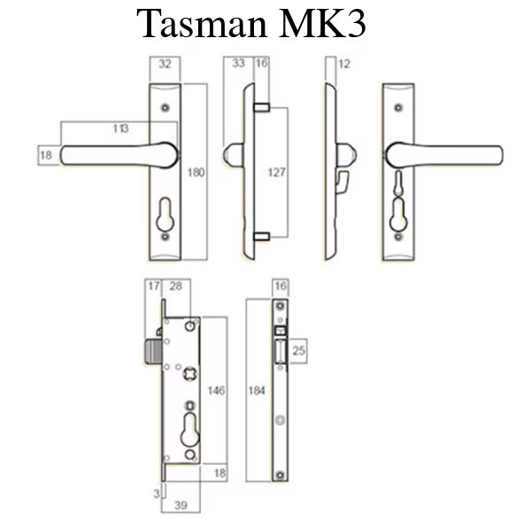 Whitco Tasman MK3 Escape Mortise Lock, NO Cylinder-Countryside Locks