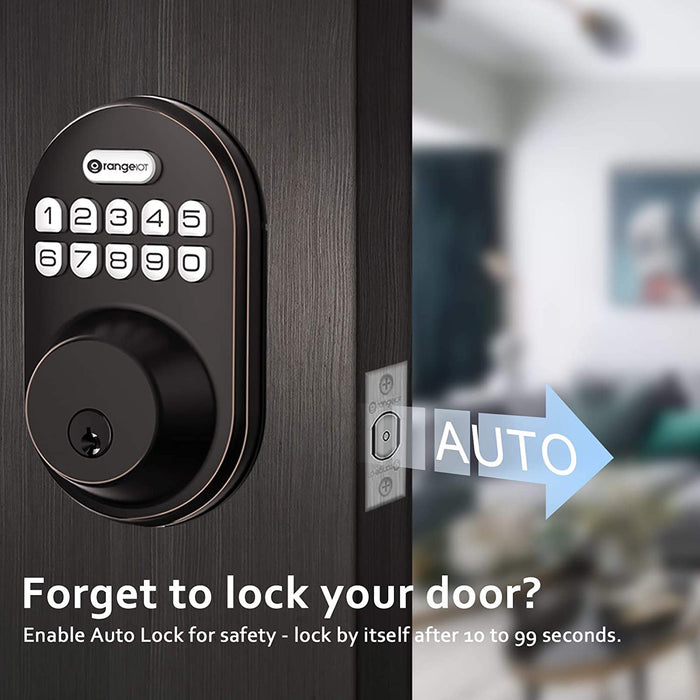 Keyless Entry Deadbolt Lock, Electronic Keypad Door Lock, Auto Lock, 1 Touch Locking, 20 User Codes, Easy to Install, Oil Rubbed Bronze-Countryside Locks