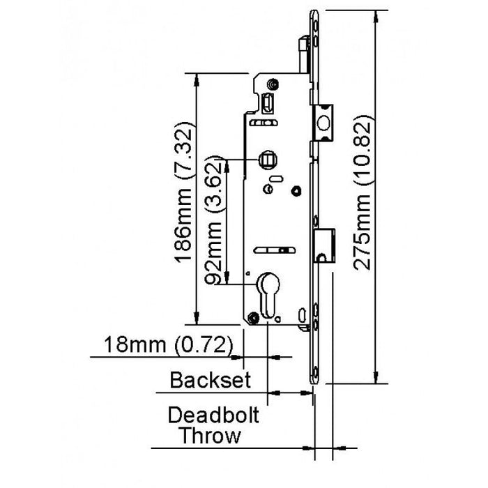 Hoppe Mortise Lock, 1" Deadbolt Throw, 45/92 Single Point Lock All Backsets-Countryside Locks