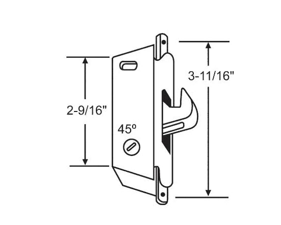 CS Lock Sliding Glass Patio Door Lock, Mortise Type 3-11/16" Screw Holes-Countryside Locks