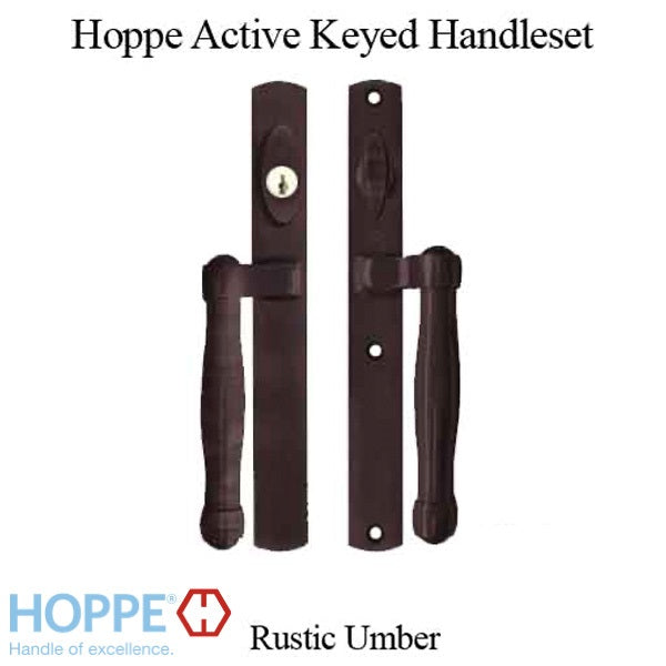 Hoppe HLS 9000 Sliding Door Handle-Set, M574/2165N Active Keyed - Rustic Umber-Countryside Locks