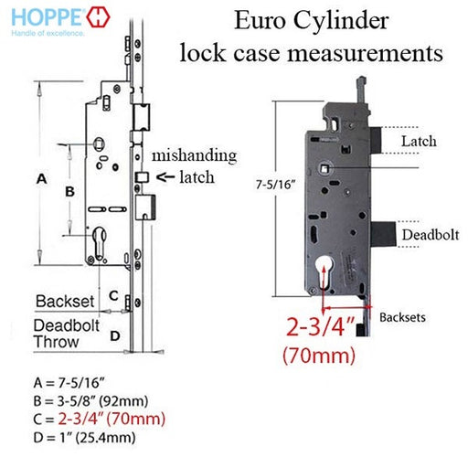 Hoppe16MM Active 70/92 Shootbolt + Swing Hook @ 24.41"-Countryside Locks