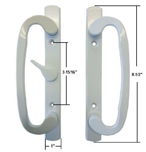 CS Lock Sliding Glass Patio Door Handle Set Mortise Type A Position Non-Keyed White-Countryside Locks