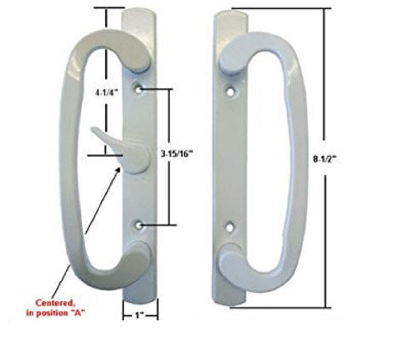CS Lock Sliding Glass Patio Door Handle Set with Mortise Lock, White, 3-15/16 Screw Holes-Countryside Locks