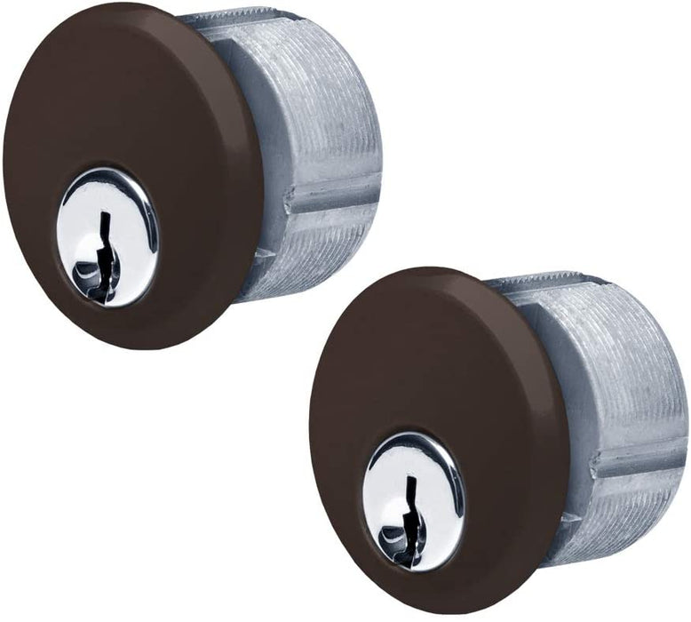 Hookbolt Lock 1-1/8” Backset, 2 Mortise Cylinders 1” Keyed-Alike Compatible with Schlage C Keyway (Dark Bronze), 2 Faceplates (Aluminum/Dark Bronze)-Countryside Locks