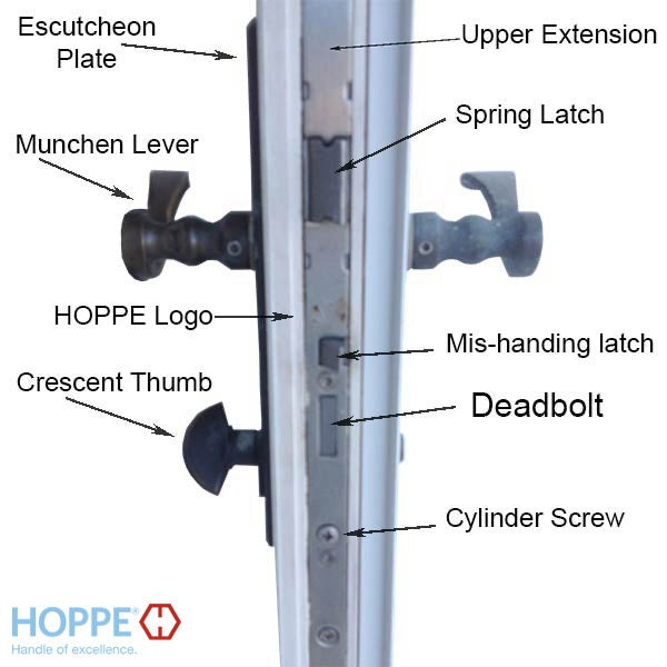 Hoppe Active 16/35/92 Shootbolt + Swing Hook @ 24.41"-Countryside Locks