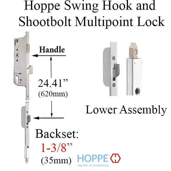 Hoppe Active 16/35/92 Shootbolt + Swing Hook @ 24.41"-Countryside Locks