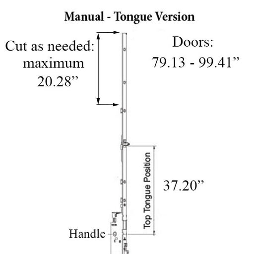 Hoppe Manual Top Extension Tongue 37.20" 61.81" Length-Countryside Locks