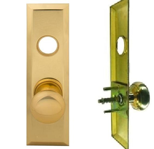 Mortise Lock Escutcheon Plate 2-3/4" X 10" with Brass Door Knob & Cylinder Hole-Countryside Locks