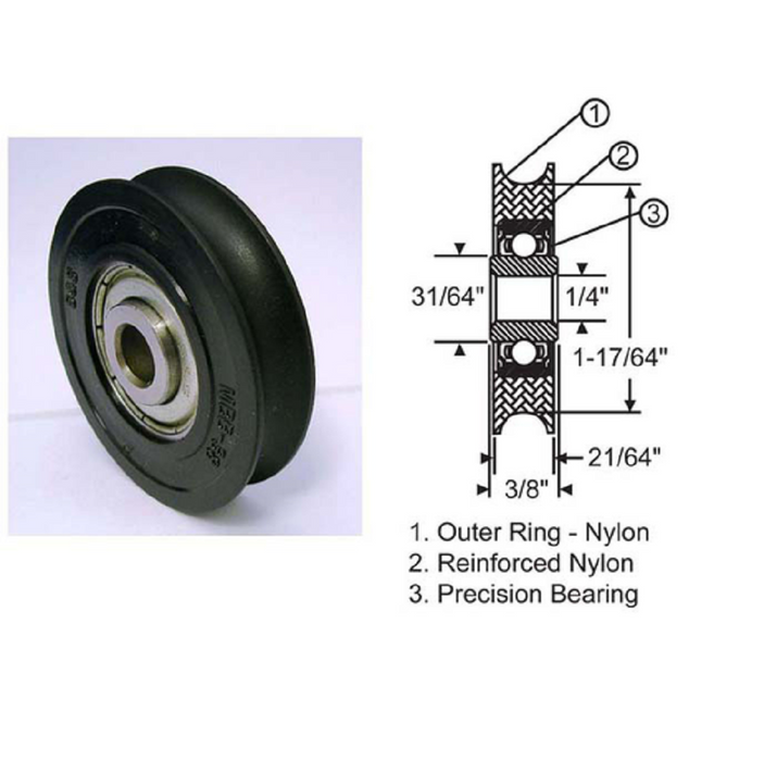 Nylon Wheel 1-1/4in Nylon Wheel precision Roller-Countryside Locks