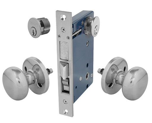 Ornamental Iron Gate Double Cylinder Mortise Lockset Dull Chrome-Countryside Locks