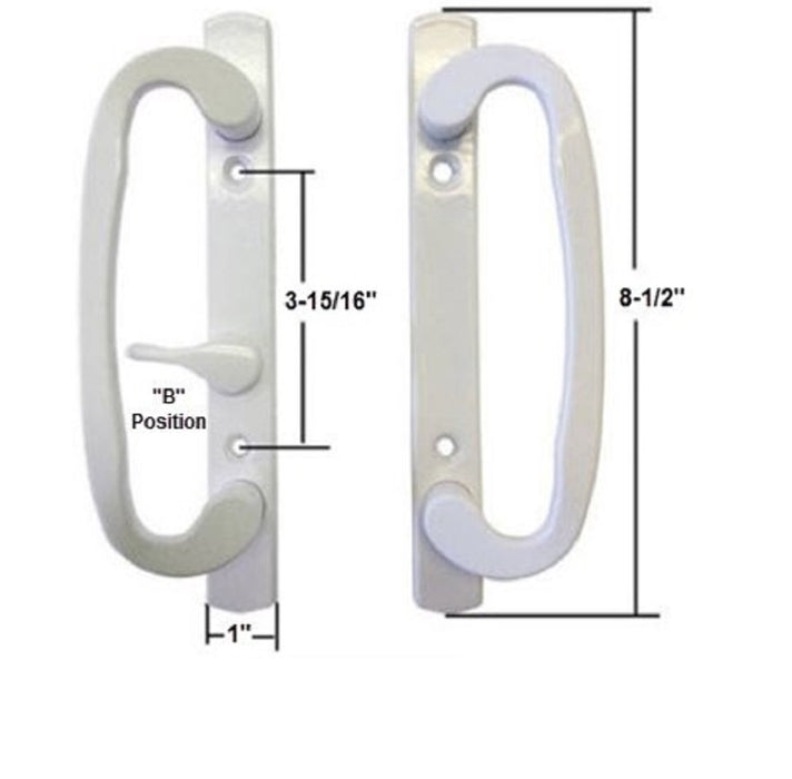 CS Lock Sliding Glass Patio Door Handle Set with Mortise Lock, White, 3-15/16 Screw Holes-Countryside Locks