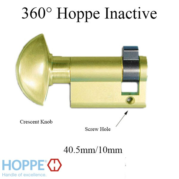 40.5/10 Hoppe 360° Non-Keyed Cylinder - Polished Brass Countryside Locks
