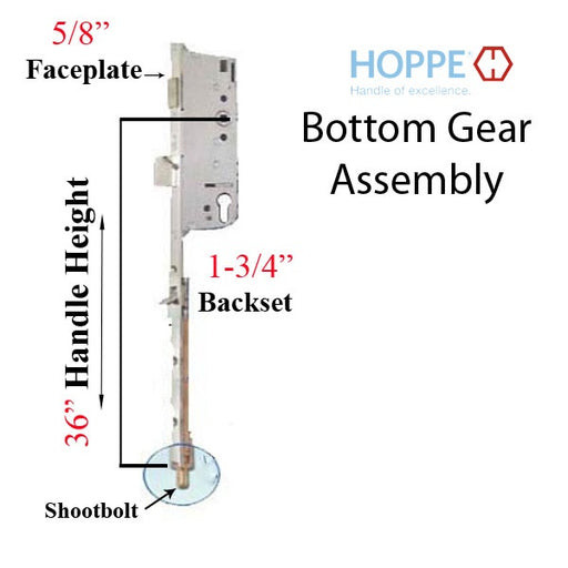 Hoppe Shootbolt Gear 16 MM Manual 45/92MM, 36 Inch Handle Height - SS-Countryside Locks