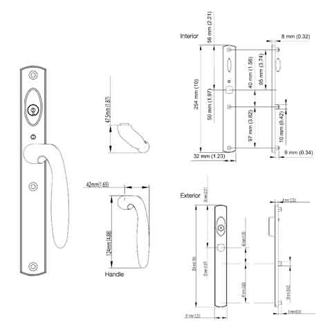 HOPPE HLS 9000 SLIDING DOOR, VERONA M151VK/2165N ACTIVE KEYED - OIL RUBBED BRASS 208-2038-Countryside Locks