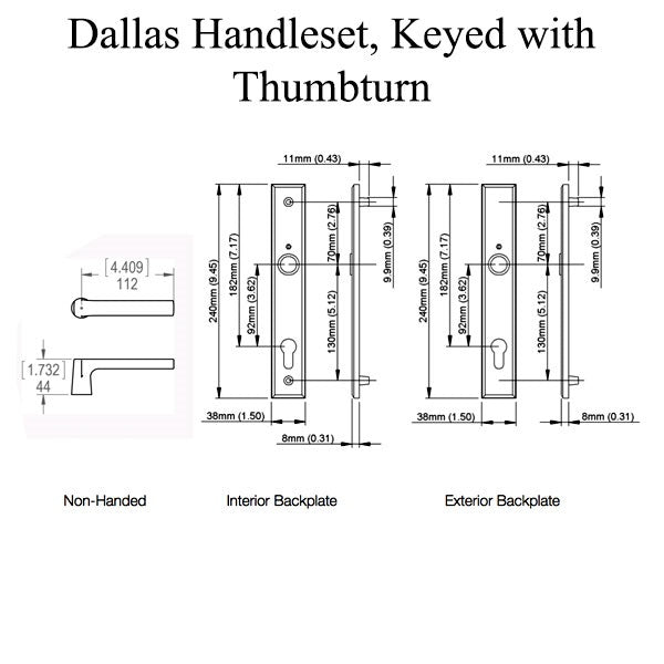 Hoppe Dallas Contemporary Lever Handle Keyed Active With Thumbturn M1643 / 2161N Set - Satin NickeI-Countryside Locks