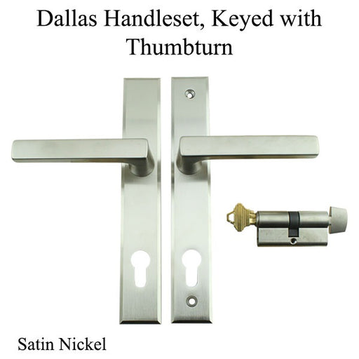 Hoppe Dallas Contemporary Lever Handle Keyed Active With Thumbturn M1643 / 2161N Set - Satin NickeI-Countryside Locks